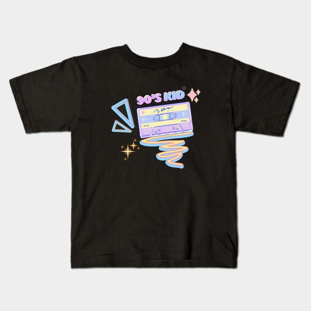 Throwback to the 90’s: Cassette Tapes Kids T-Shirt by DIRTEE